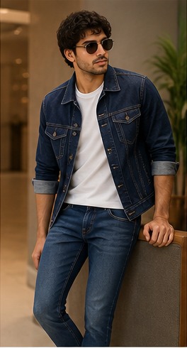 Men Denim Layer Jacket
